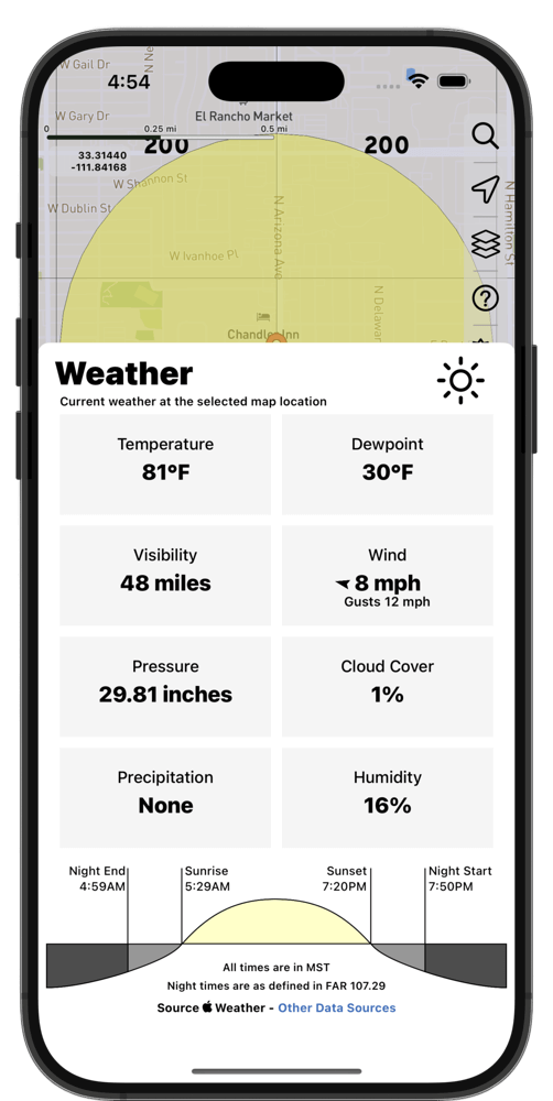 Drone Weather Information Screenshot