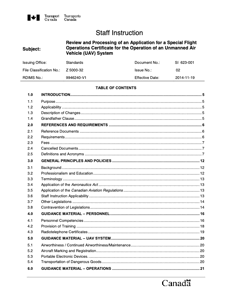 Review and Processing of an Application for a Special Flight Operations Certificate for the Operation of an Unmanned Air Vehicle (UAV) System