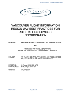 Vancouver FIR UAV Best Practices for Air Traffic Services Coordination