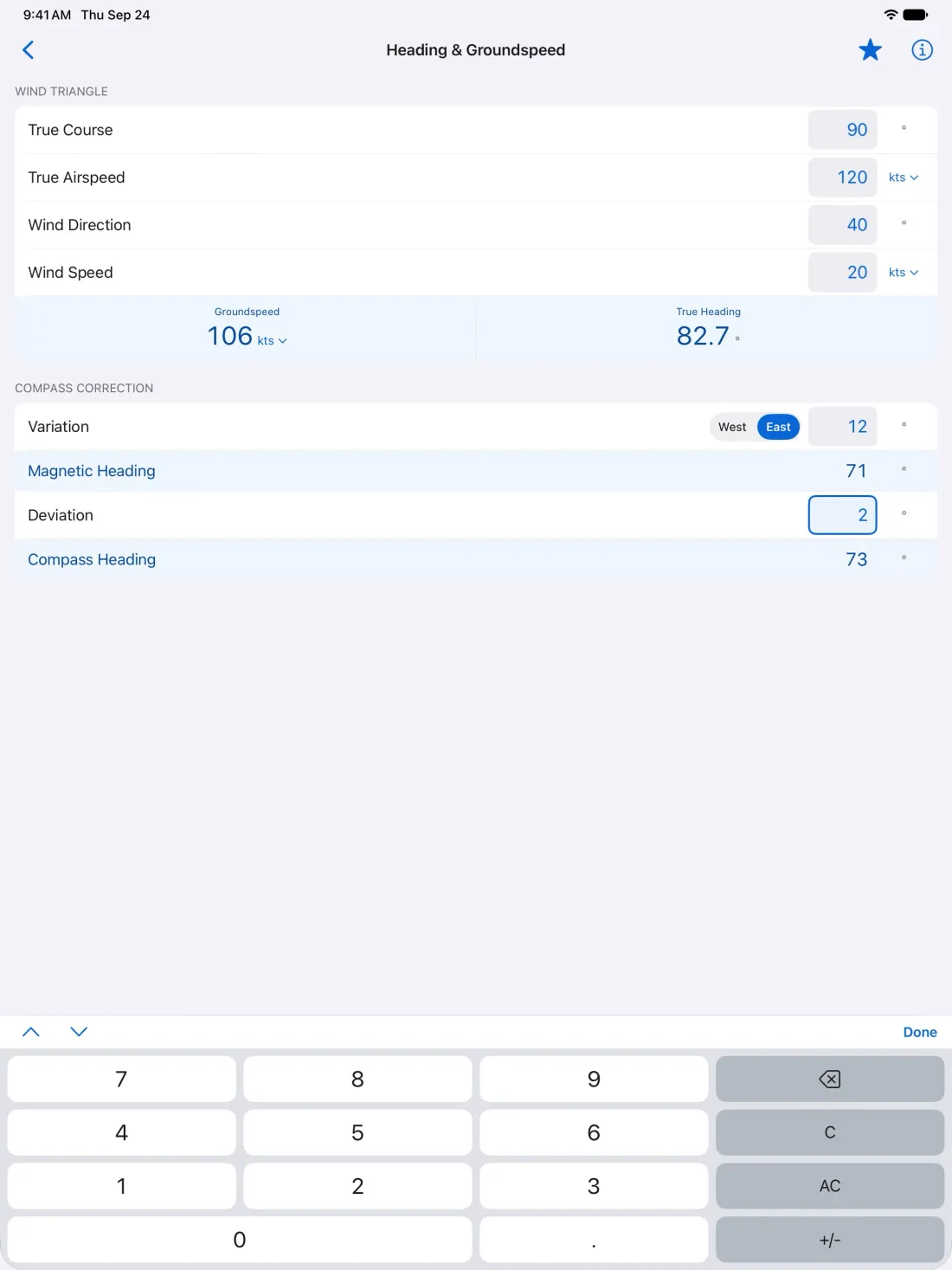 Heading & Groundspeed on iPad